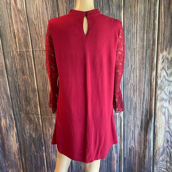 Urban Outfitters Kids the Sky Medium NWT red lace belle sleeve boho flowy dress - Picture 9 of 16